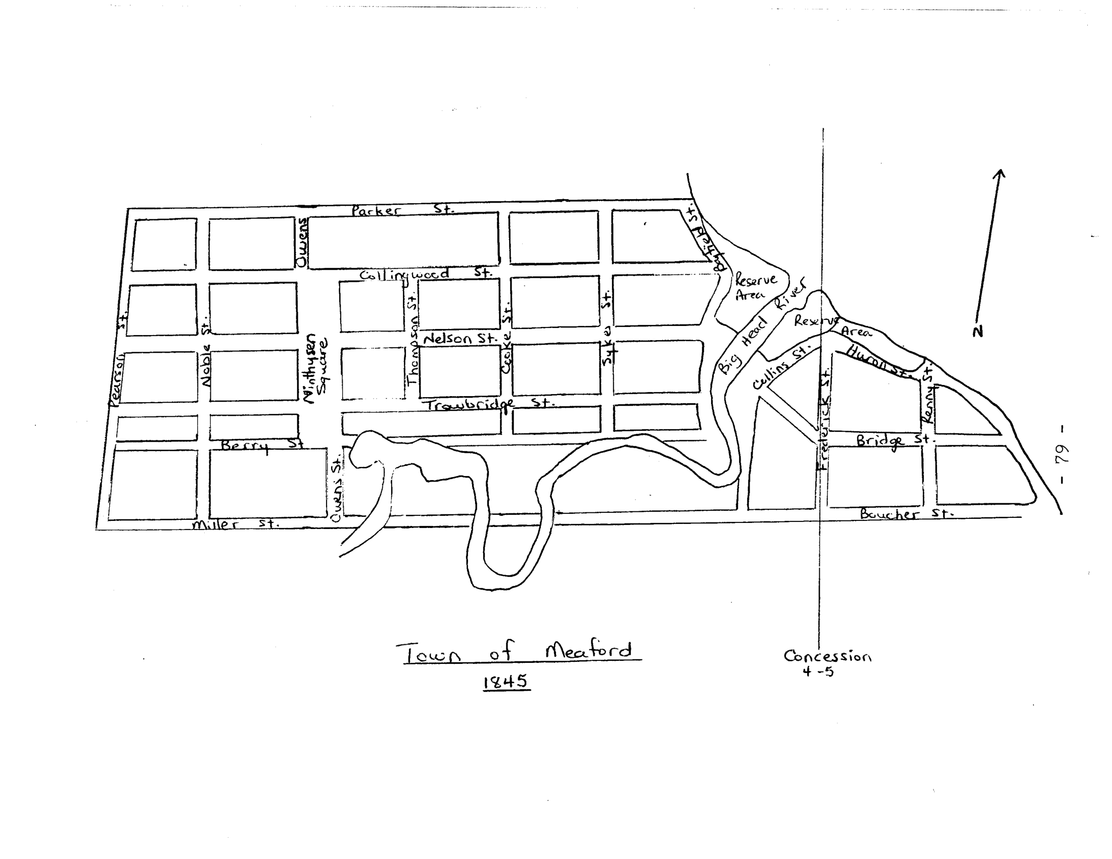 Map of Town of Meaford, 1845